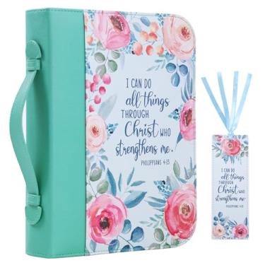 Imagem de Capa da Bíblia para Mulheres Couro PU Mulher Bolsa de Transporte Livro Estudo da Bíblia Sipples Acessórios com PU Marcador de Livro Kit de Diário Presentes Cristãos