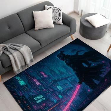 Imagem de DreamController Samuraai Cyberpunnk Tapetes personalizados para sala de jogos (157,5 x 101,6 cm) | Tapetes de sala de jogos inspirados em jogos e Samuraai Cyberpunnk Decor para gamers | Decoração de