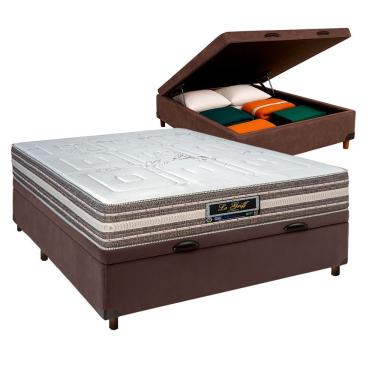 Imagem de Conjunto Cama Box Bau Marrom Casal + Colchão Molas Ensacadas Legriff Sankonfort