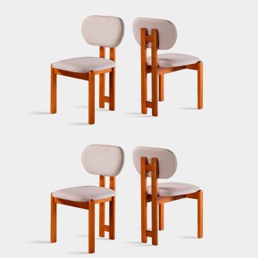 Imagem de Kit 4 Cadeiras Organicas Madeira Maciça Móveis Mundial Mel/prata