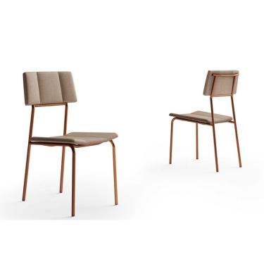 Imagem de Kit 2 Cadeiras Sala Jantar Lou 1742 Aço 2 Uni Rose-linho Areia - Carraro