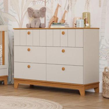 Imagem de Cômoda de Bebê Biscoito 6 Gavetas 100% Mdf Off White/Nature - Permóbil