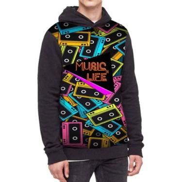 Imagem de Moletom Com Capuz Music Life Fita Musica  Ref:487 - smoke, Preto, GG