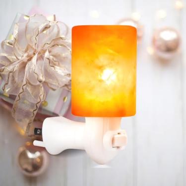 Imagem de Lâmpada de parede de sal do Himalaia com plugue giratório de 360° com certificação UL, design cilíndrico, lâmpada amarela quente de 7 W, 12 cm x 7,9 cm, cristal natural para ambiente relaxante