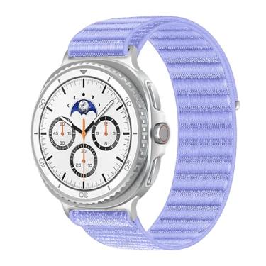 Imagem de Pulseiras de nylon para Samsung Galaxy Watch 8 de 40 mm e 44 mm/Watch 8 Classic de 46 mm e feminina, pulseira esportiva de tecido elástico com fivela de metal para Samsung Watch 8 40 44 e 46 mm