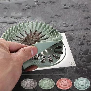 Imagem de Capas de drenagem de cabelo, rolha de cabelo de silicone, protetor de silicone para banheira, tampas de drenagem fáceis de instalar e limpar chuveiro para banheiro, banheira e pia, 2 peças verde cinza