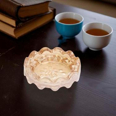Imagem de Generic 1 peça cinzeiro escova dourada estilo descanso vidro laranja 12 x 12 x 3,5 cm