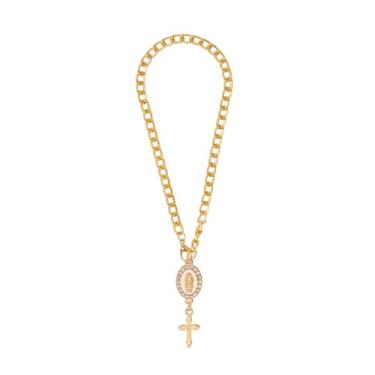 Imagem de 1 pacote com pingente de rosário para volante, rosário católico, pingente para pendurar no volante com pingente de Virgem Maria e crucifixo para mulheres e homens