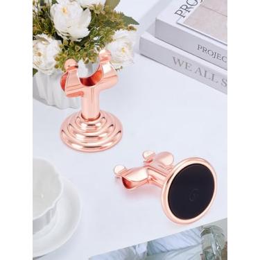 Imagem de 2 peças de porta-cartões de lugar de aço inoxidável, 2,7 x 4 cm ouro rosa pequenos porta-números em forma de U, suporte de mesa central moderno para cartões com base de fundição pesada para fotos