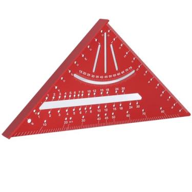 Imagem de Régua angular triangular de liga de alumínio para marcenaria régua de medição multiângulo transferidor (vermelho)