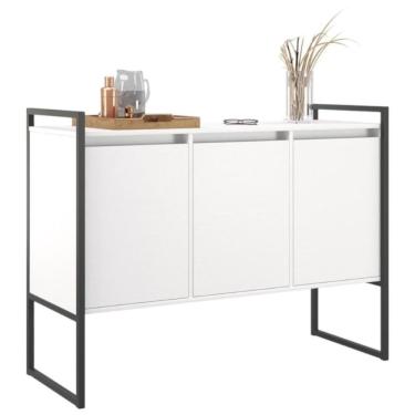 Imagem de Buffet Aparador Industrial 3 Portas Para Sala De Jantar Branco