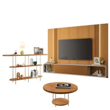 Imagem de Home Suspenso Empire Cinamomo Off White E Aparador Infinity E Mesa De Centro Sky Cinamomo- Hb Móveis