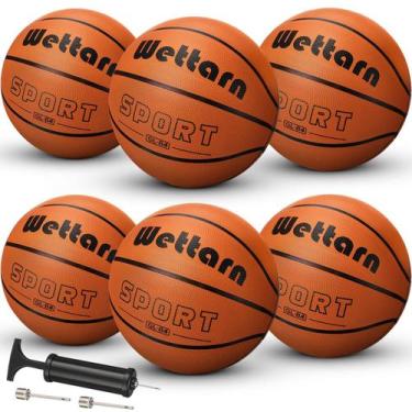 Imagem de Pacote com 6 unidades de basquete de borracha Wettarn, tamanho 4,65 cm