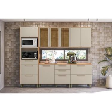 Imagem de Kit De Cozinha Completa 5 Peças Atena (2aéreos+2balcões+1torrequente) Cp07 Jequitiba-off White Fosco - Linea Brasil