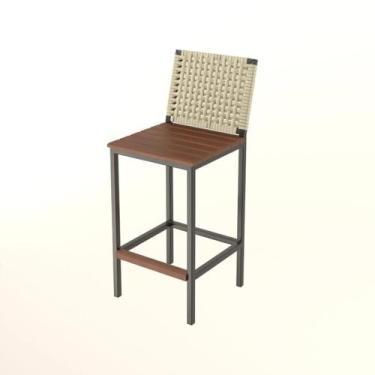 Imagem de Banqueta Elite Assento Madeira Peroba Corda Náutica Rami - Madeiled