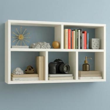 Imagem de Prateleira Decorativa de Parede 65x90x20cm Estilo Moderno, para Livros e Objetos Decorativos sinanue