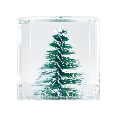 Imagem de Bon Cube Mini cubo de resina para decoração de árvore de Natal de plástico – flor em resina com árvore de Natal 3D decorativa, decoração de mesa para mulheres, pequeno 1,58 polegadas (82,2 g), opção