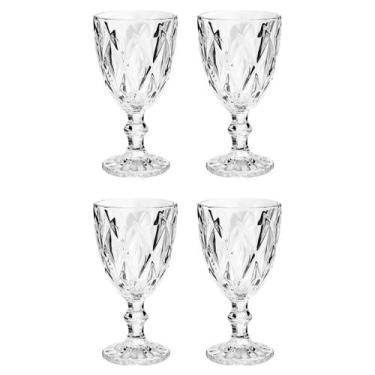 Imagem de Copo Taça Vidro Diamante Transparente Para Agua 300ml 4Un - ECO'S