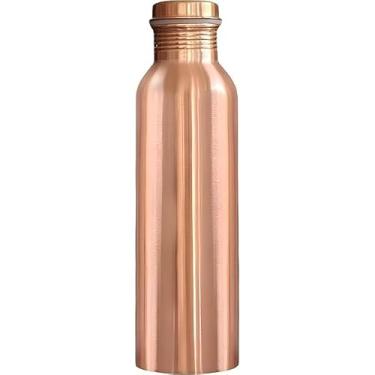 Imagem de Glassique Garrafa de água de cobre puro para beber – 1000 ml, acabamento suave, à prova de vazamento, ecológica, benefícios de saúde ayurvédica, durável e reutilizável para escritório, academia, ioga