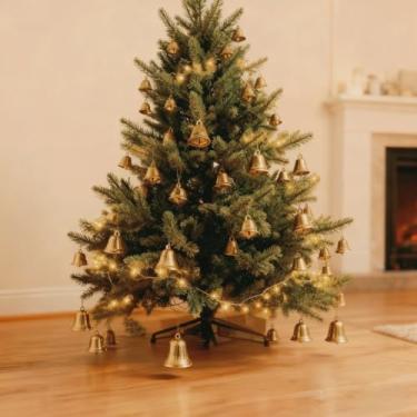 Imagem de 10 peças de sinos de trompete vintage, pacote com 10, ornamentos de design de boca aberta em ouro antigo para artesanato DIY, decoração de árvore de Natal, envoltório, 1,4 cm