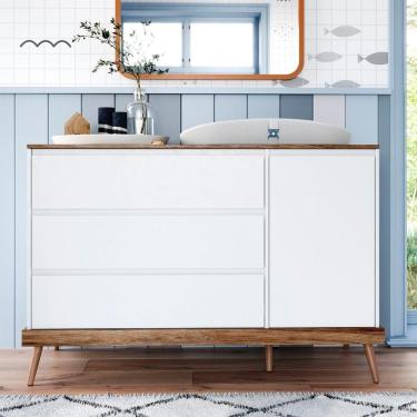 Imagem de Cômoda Infantil Retrô Com Porta Coleção Canção De Ninar Branco