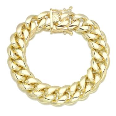 Imagem de Jewelry Kingdom 1 Coleção de colar de corrente de ouro amarelo 14K 6 mm/10 mm/14 mm com design de fecho de fivela de liberação rápida para homens ou mulheres, 30 inch, Aço inoxidável, Sem Pedra