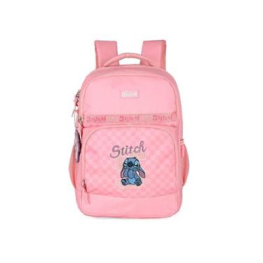 Imagem de Mochila Stitch Costas Meninas Infantil Escolar Disney Rosa