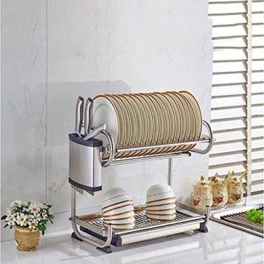 Imagem de Escorredor de louça, talheres, utensílios de cozinha, aço inoxidável, suporte de cozinha montado na parede (A) ()