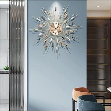 Imagem de Relógio de parede arte simples relógio de parede sunburst relógios de parede, moderno grande 3D de metal, silencioso, sem tique-taque, moderno, decoração de quartzo, relógios de parede para casa
