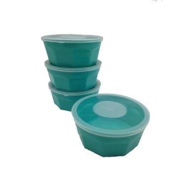 Imagem de 2 Potes Oitavados Com Tampa Marmita Sobremesa 700 Ml Verde - Dehaus