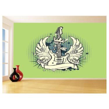 Imagem de Papel De Parede 3D Musica Guitarra Arte Graffiti 3,5M Mus78 - Você Dec
