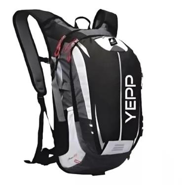 Imagem de Mochila Yepp com Bolsa de Hidratação, 18 Litros, Porta Capacete, Azul e Laranja (Preto)