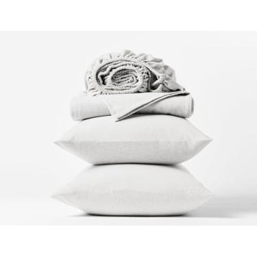 Imagem de Coyuchi Conjunto de lençóis de flanela orgânica escovada, branco alpino (California King)