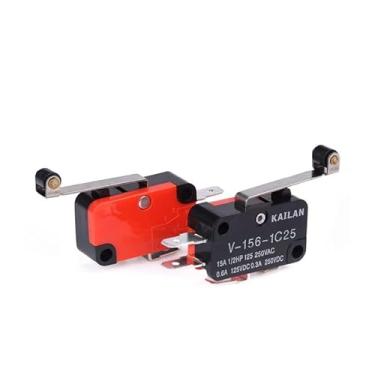 Imagem de 1 peça V-156-1C25 15A O interruptor, botão SPDT interruptor de limite de ação momentânea, interruptor de viagem
