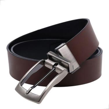 Imagem de Cinto Slim Dupla Face Couro Legítimo Marrom Preto - BLUTU, M