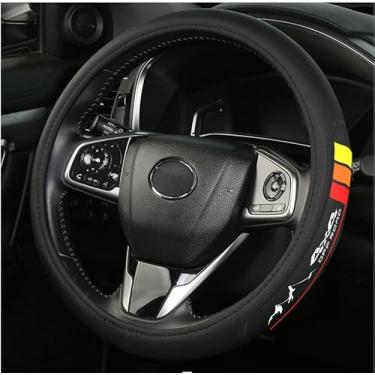 Imagem de Capa de volante de couro premium compatível com Toyota Tacoma 4Runner Tundra Highlander Sequoia, antiderrapante, respirável 38-42 cm - amarelo-1