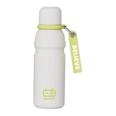 Imagem de ＫＬＫＣＭＳ Garrafa Térmica Isolada em aço Inoxidável à Prova de Vazamentos com Alça, Capacidade de 600ml, Ideal para Esportes, Academia, Carro, Uso Externo e, Branco