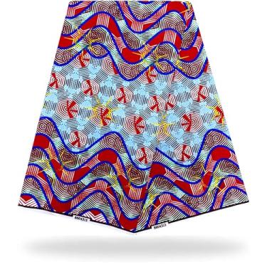 Imagem de Shenbolen Tecido africano 6 jardas Kente Cloth by The Yard Ankara Print Wax Fabrics 100% poliéster (U)