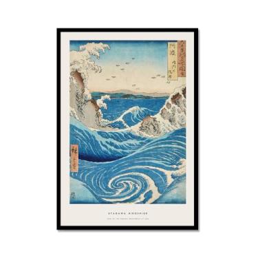 Imagem de Pôster Hasui Kawase Ohara Koson Impressões Katsushika Hokusai Pintura em Tela Onda Japonesa Arte de Parede Hiroshige Imagens para Decoração de Casa (SKU6,16 x 61 cm = (40 x 60 cm), Moldura de metal
