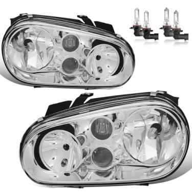 Imagem de Vizotae Conjunto de faróis para Volkswagen Golf MK4/1999-2002 VW Cabrio/2004 VW Golf R32 1999-2006, farol alto/baixo com lâmpadas, lado do motorista e do passageiro