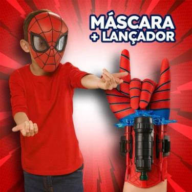 Imagem de Fantasia Homem Aranha Infantil com Máscara e Lançador de Dardos Brinqu