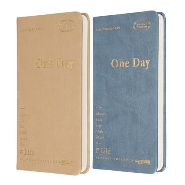 Imagem de PATIKIL Caderno planejador, 2 peças, 17,8 x 9,7 cm, 96 folhas, sem data, para agenda, diário, semanal, para escritório, casa, estudo, trabalho, gerenciamento de hábitos, rastreador de hábitos, azul