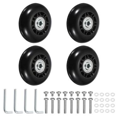 Imagem de YELARXI Replacement Luggage Wheels, Suitcase Wheels Replacement Kit 64x24mm & 2 Set & Rubber & Black - Fitting for (Swivel Caster Bearings Repair/Replacing/Roller Bag/Suitcase/Spinner)