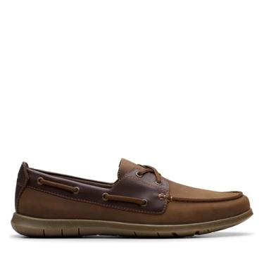 Imagem de Clarks Sapato náutico masculino Flexway 2 Eye, Nobuck marrom, 44