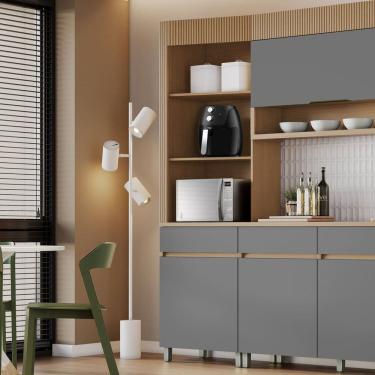 Imagem de Paneleiro Torre Angular 1 Porta 1 Gaveta 65cm 100% Mdf Realeza Premium Carvalho/Titânio