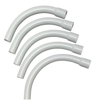 Imagem de Cotovelo de varredura de conduíte de PVC de 90 graus, 3/10.2 cm (pacote com 5) – Encaixe de conduíte elétrico resistente para uso subterrâneo ou externo – Curva suave para facilitar o puxamento do fio