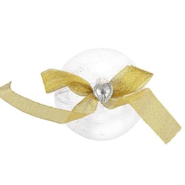 Imagem de SIWOTED 5 peças de decoração de presente de doces caixa transparente bola suspensa de brilho de Natal (Ouro em formato de coração)