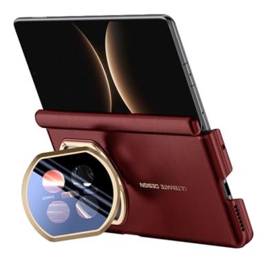 Imagem de LTLMYDAM Capa estilo empresarial para Huawei Mate X7, capa de proteção de dobradiça de couro com suporte para câmera, capa de proteção contra quedas, textura de lichia, vermelha, X7