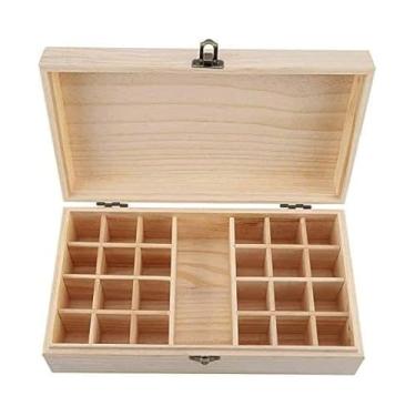 Imagem de Caixa de Armazenamento Óleo Essencial Madeira Sólida Multifuncional Feita Pinho Alto Adequada para Garrafa Divisor Removível Mantém a Coleção Organiza