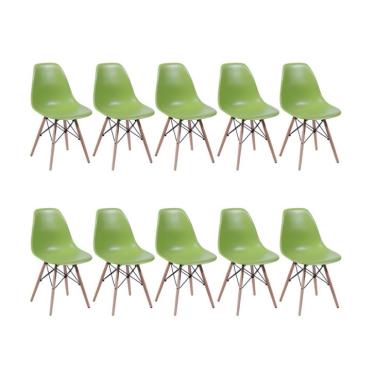 Imagem de Conjunto com 10 Cadeiras DKR Eames Verde e Madeira